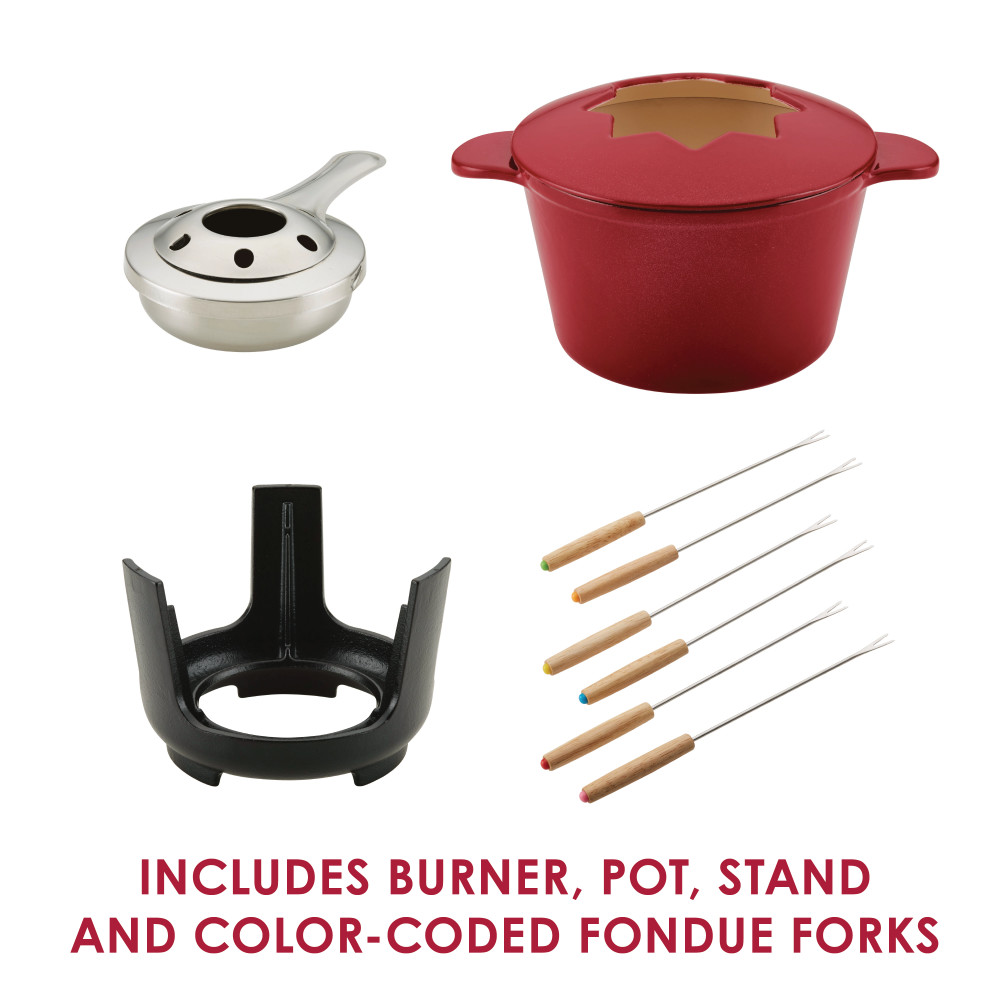 Rachael Ray Cast Iron Fondue Pot in Red Shimmer
