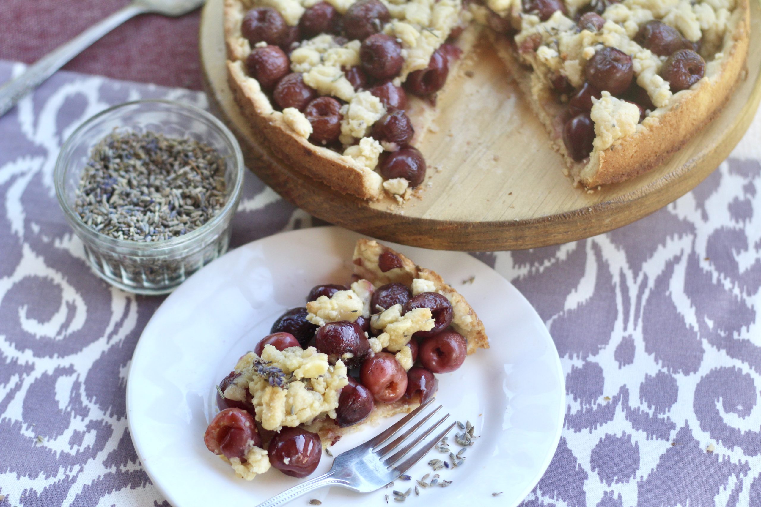 Cherry Lavender Streusel Cake