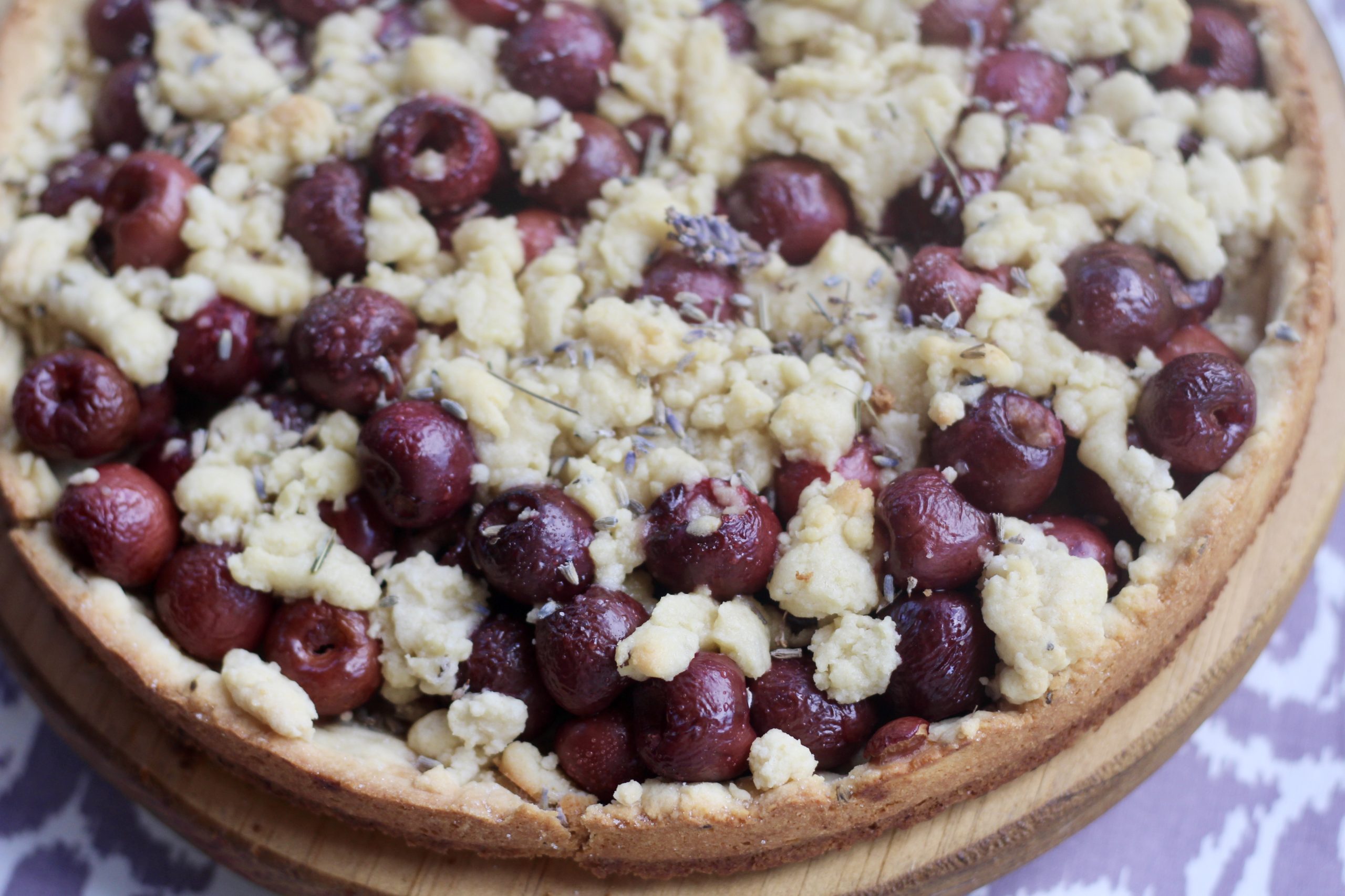 Cherry Lavender Streusel Cake