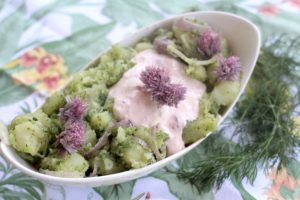Green Potato Salad with Radish Mayo