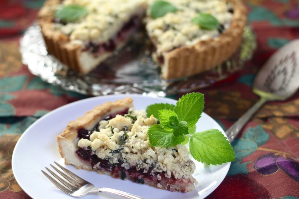 SOUR CHERRY MINT STREUSEL TART