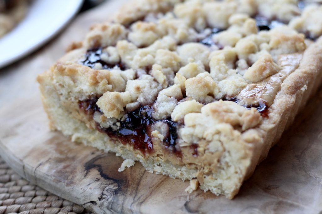 Peanut Butter & Jelly Streusel Tart