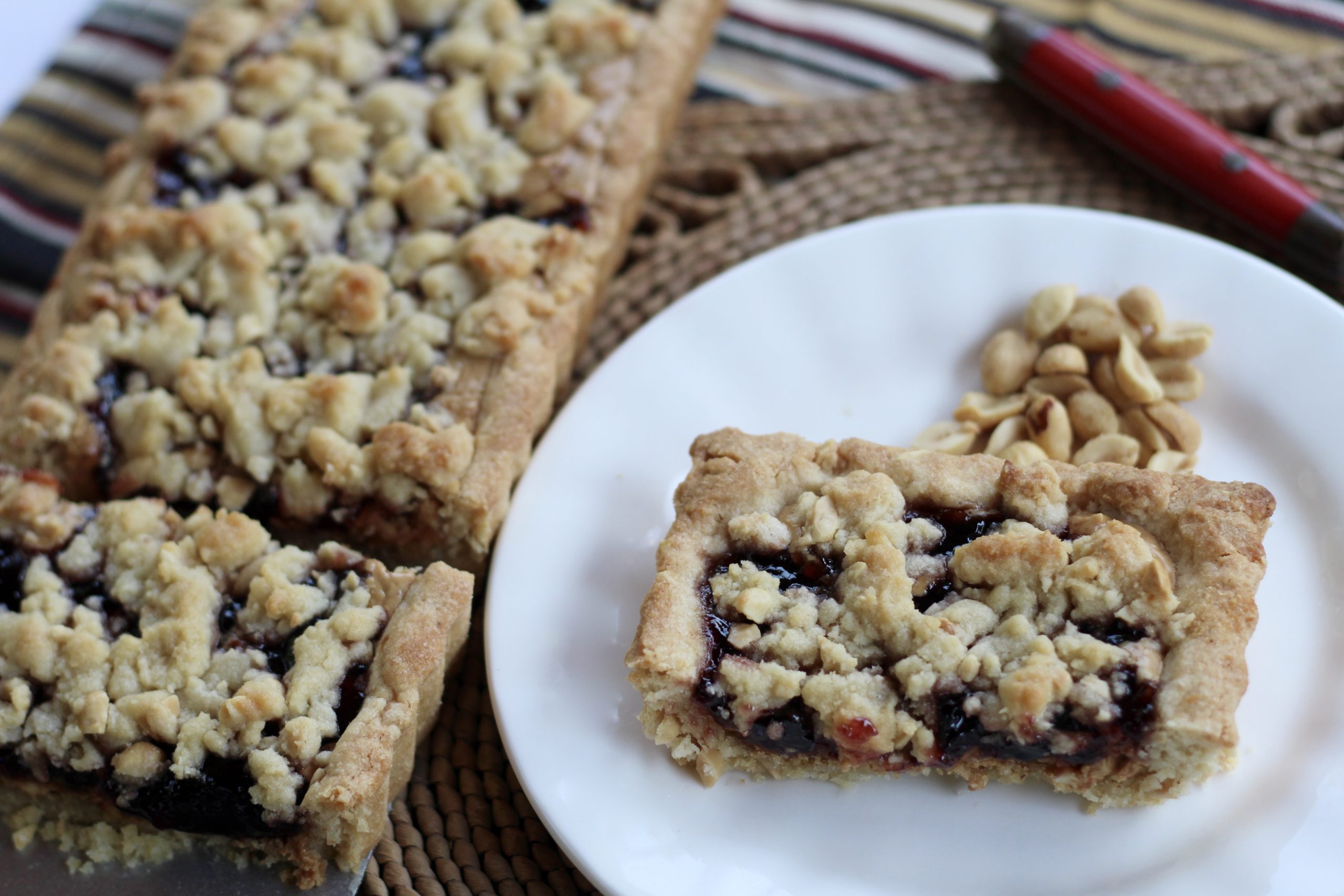 Peanut Butter & Jelly Streusel Tart