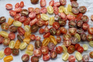 Roasted small colorful tomatoes