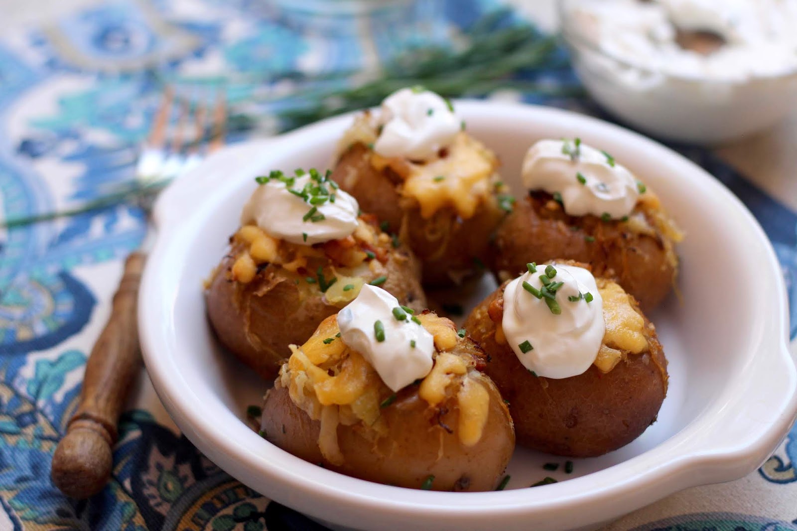 Sauerkraut, Speck, and Chive Stuffed Potatoes with Gouda