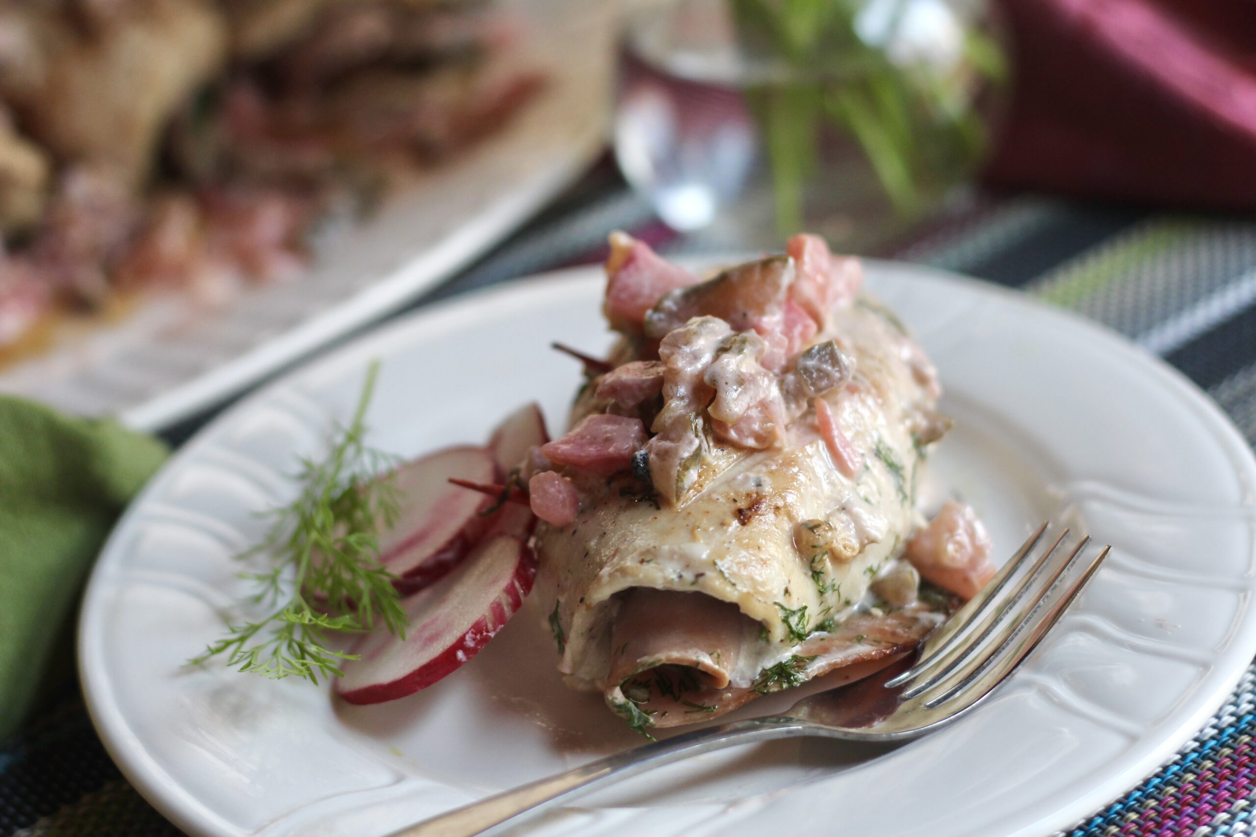 Pickle Radish Chicken Roulade