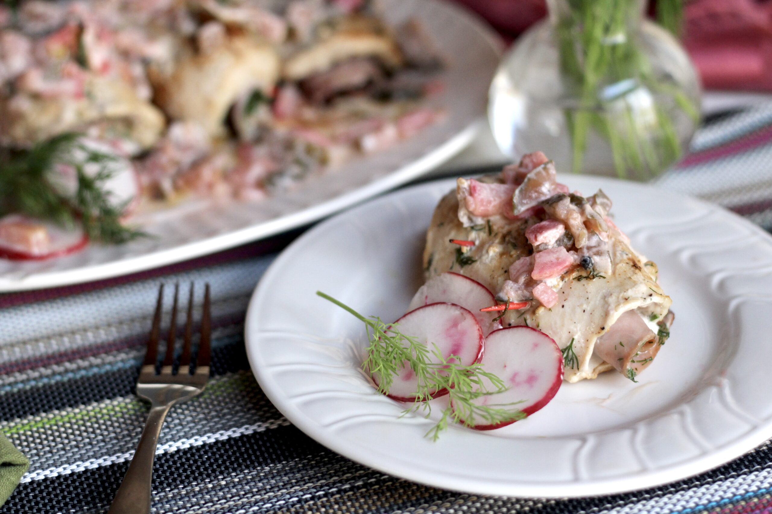 CREAMY PICKLE RADISH CHICKEN ROULADE