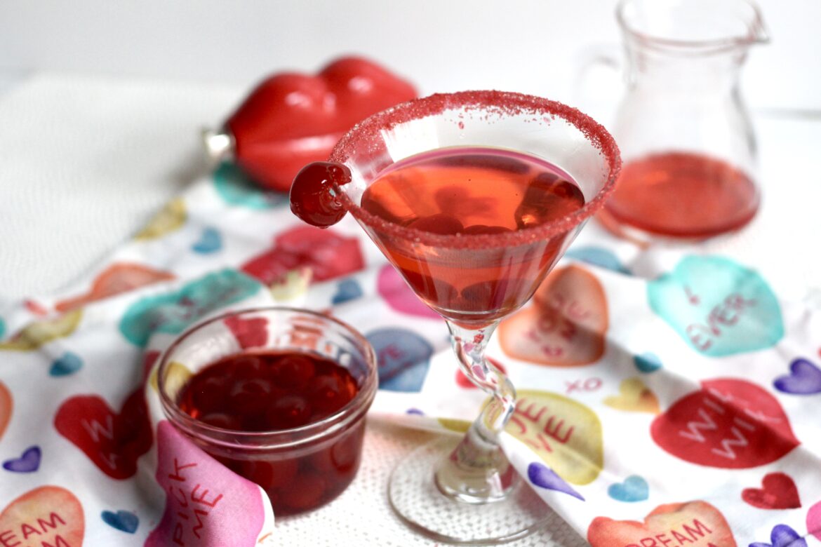 Maraschino cherry Valentine's martinis