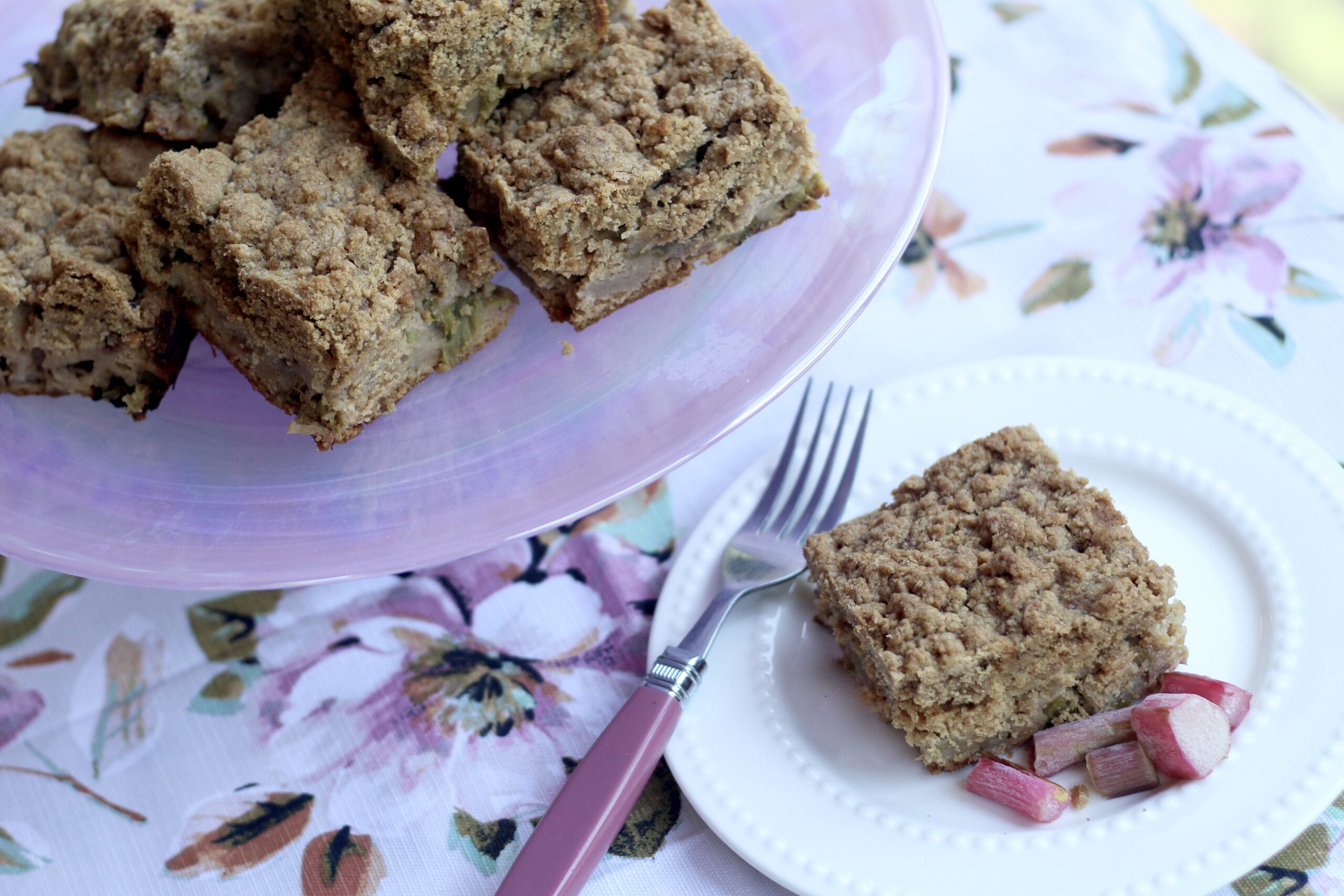 Rhubarb Cardamom Streusel Cake