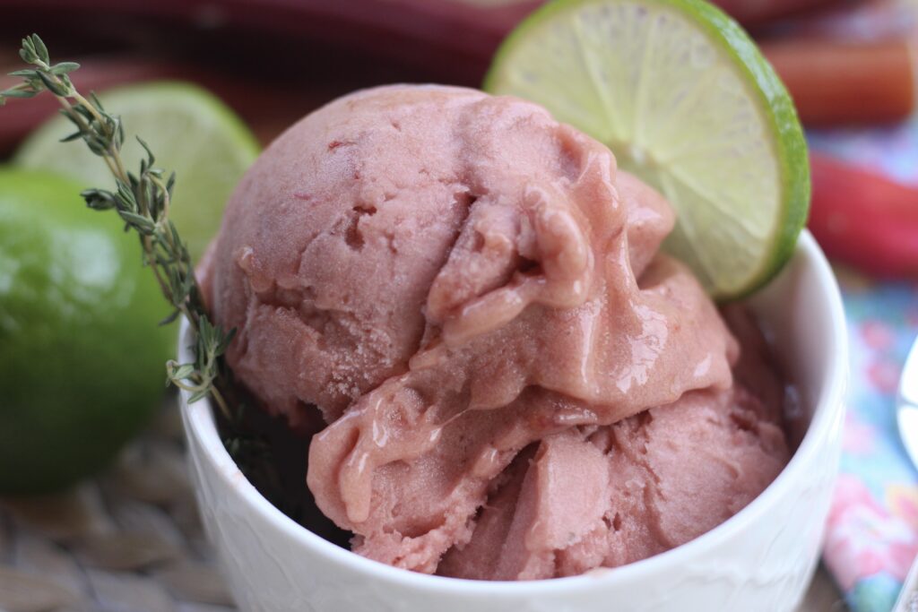 Lime Thyme Rhubarb Sorbet