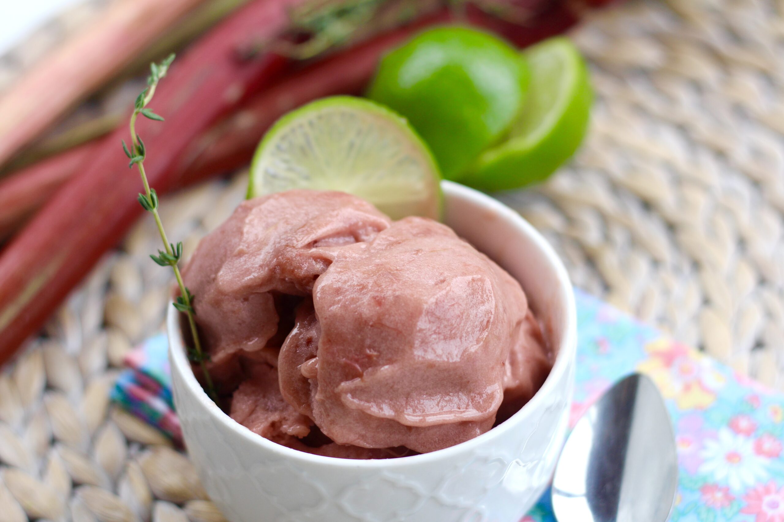 Lime Thyme Rhubarb Sorbet