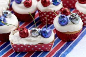 Glittery Maraschino Cherry Cupcakes