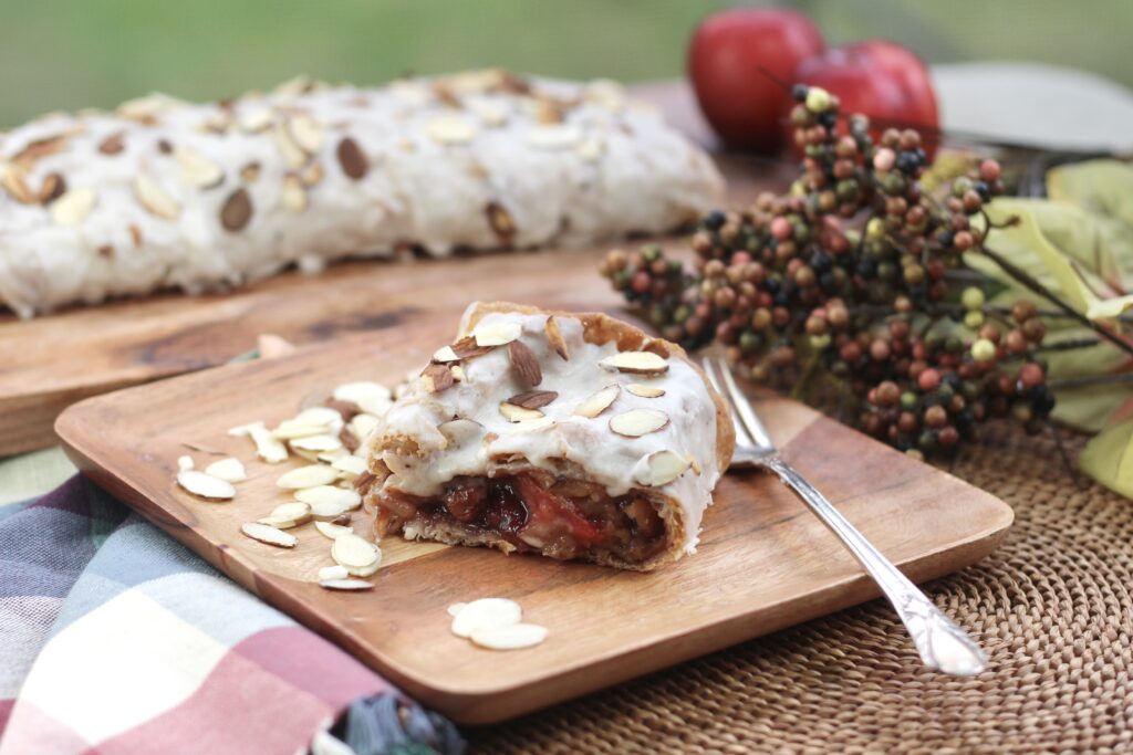 Plum Cardamom Marzipan Strudel