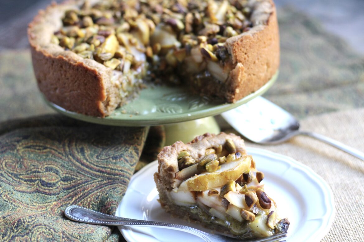 Caramelized Pistachio Pear Cake