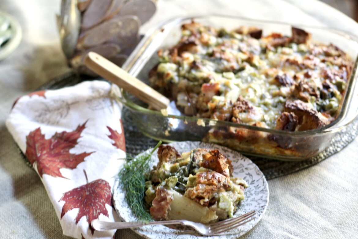 Fennel Smoked Gouda Sourdough Casserole