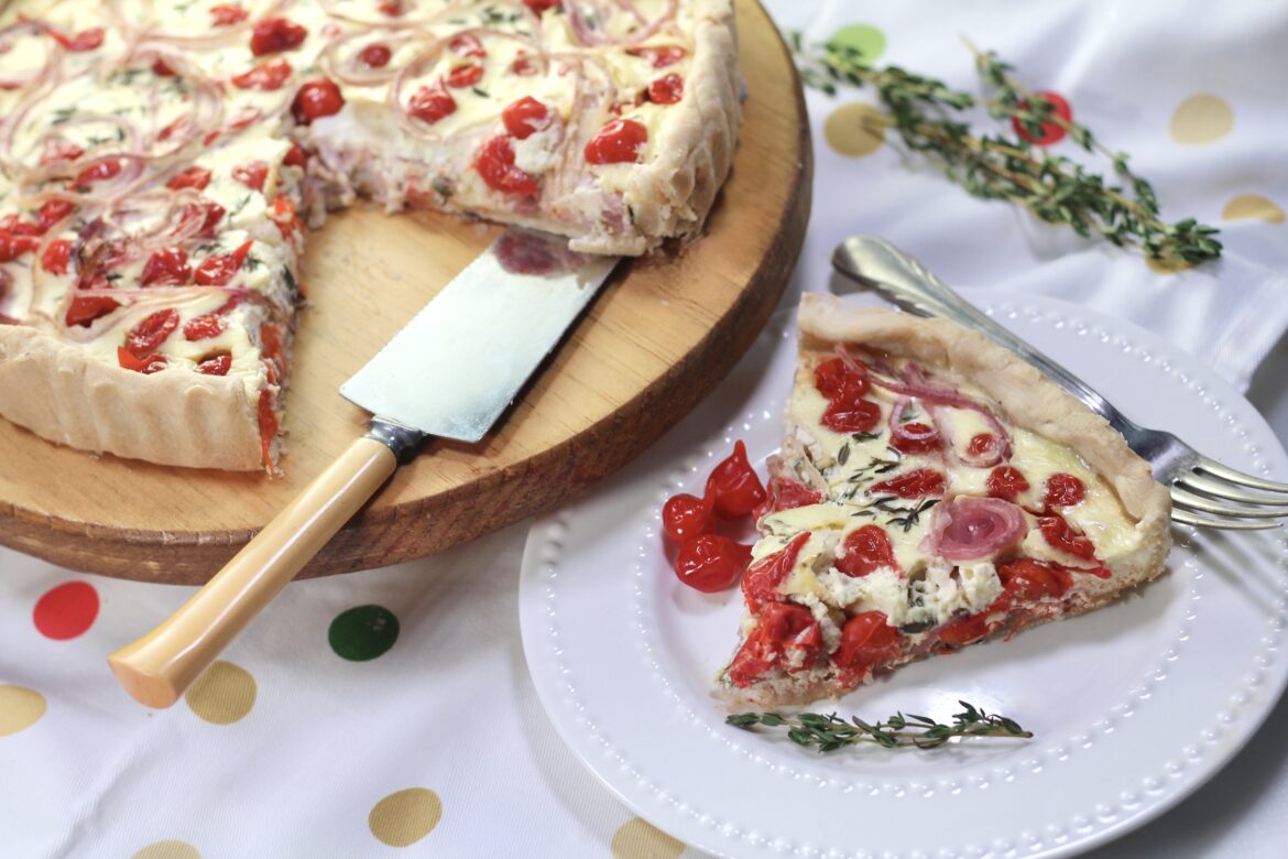 Goat Cheese, Peppadew, Pickled Onion Tart