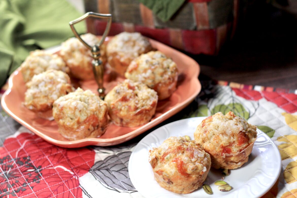 Lemon Pistachio Persimmon Muffins