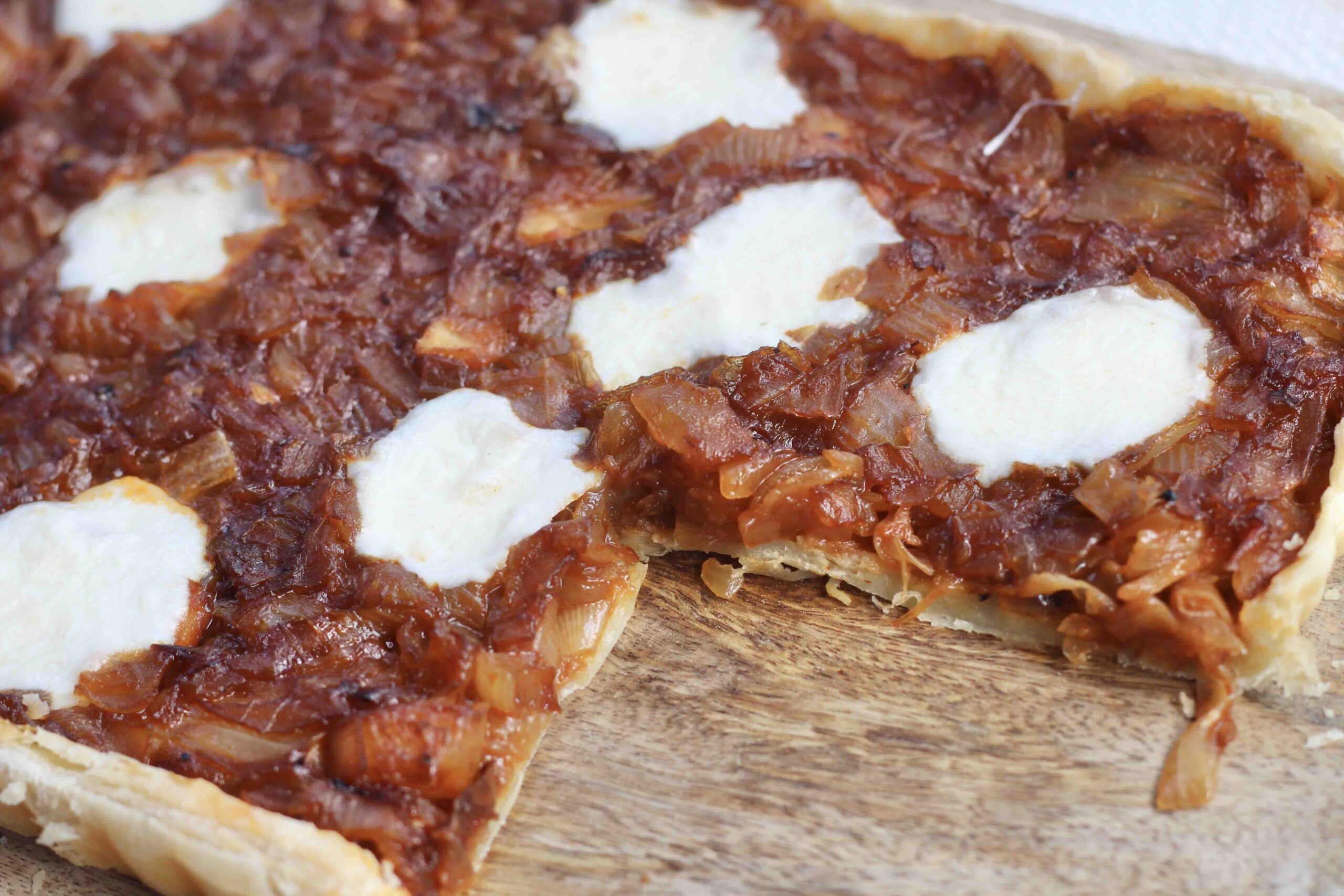 Onion Gochujang Mozzarella Tart