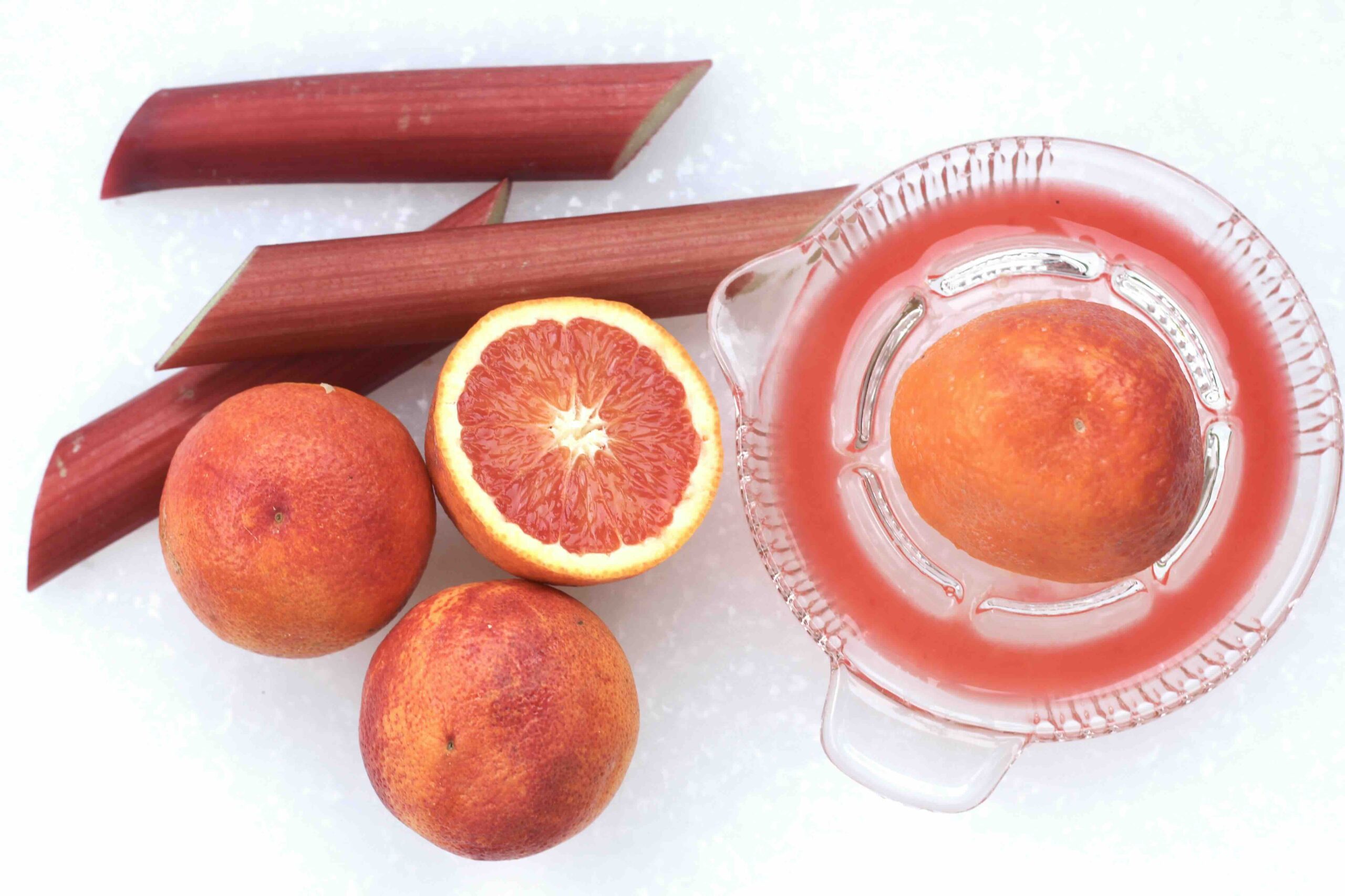rhubarb and freshly squeezed blood orange juice