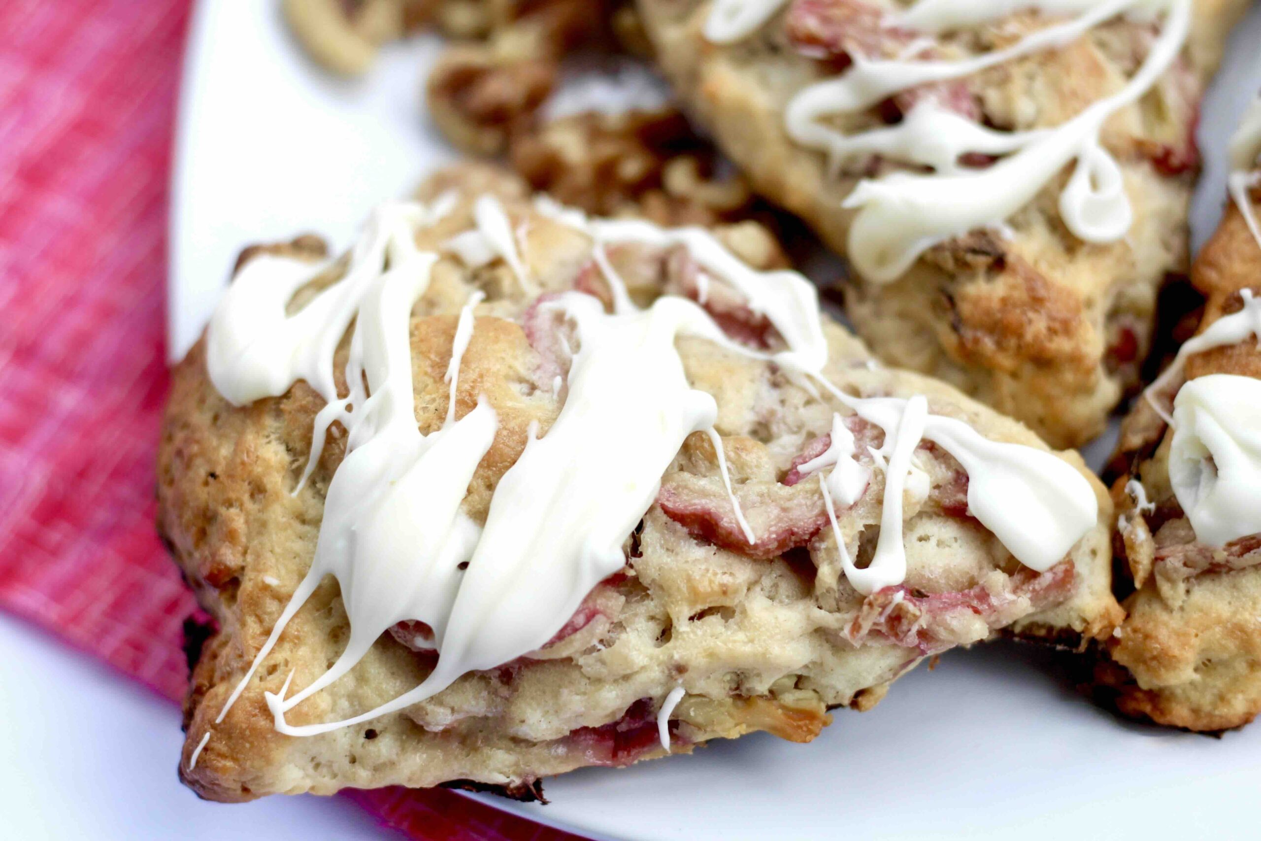 Iced Rhubarb Walnut Scones