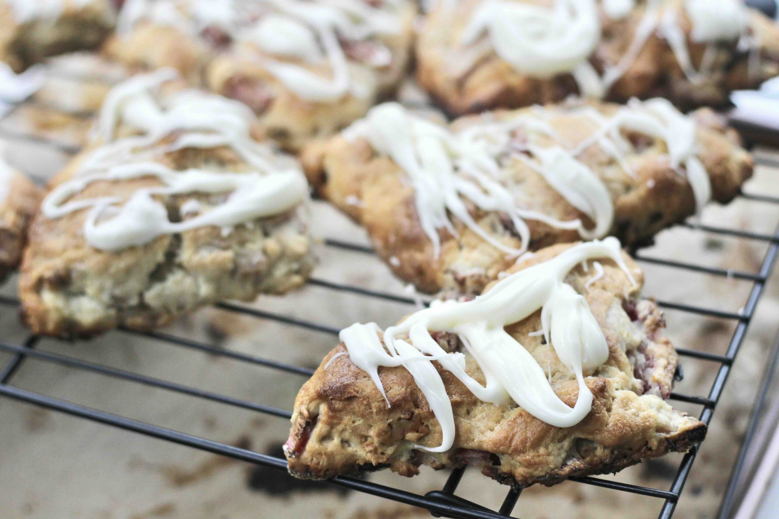 Iced Rhubarb Walnut Scones