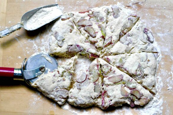 Iced Rhubarb Walnut Scones