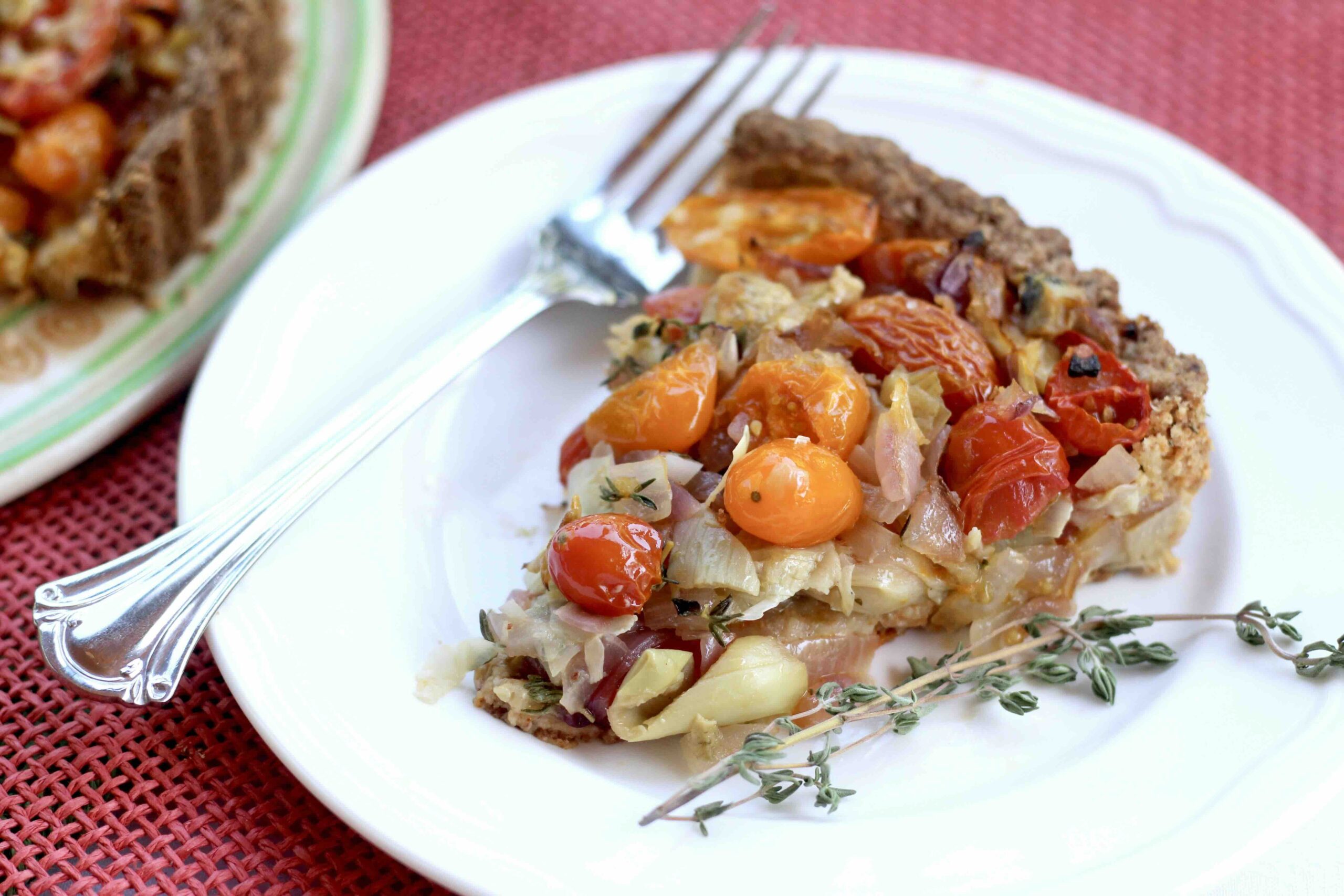 Cheese-Crusted Tomato Artichoke Tart