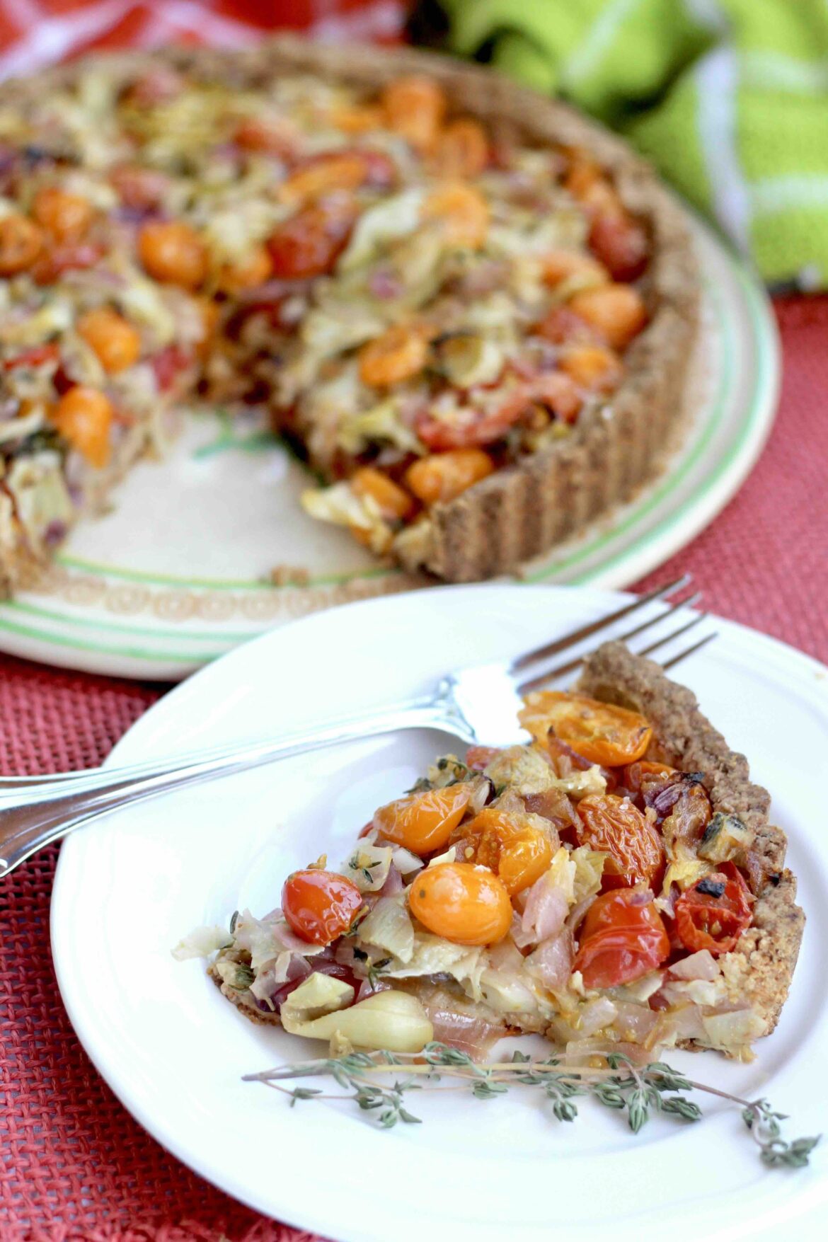 Cheese-Crusted Tomato Artichoke Tart