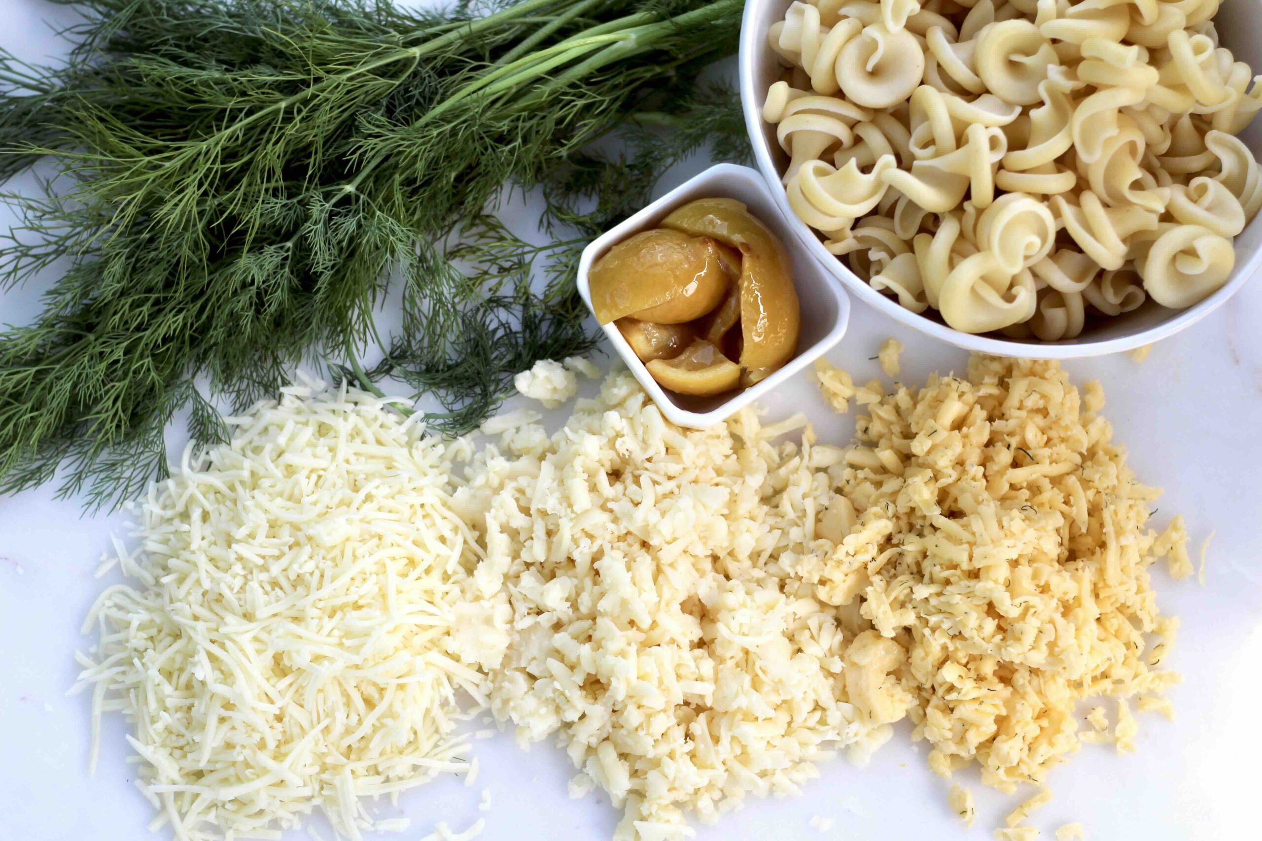 Preserved Lemon Dill Mac-N-Cheese Ingredients