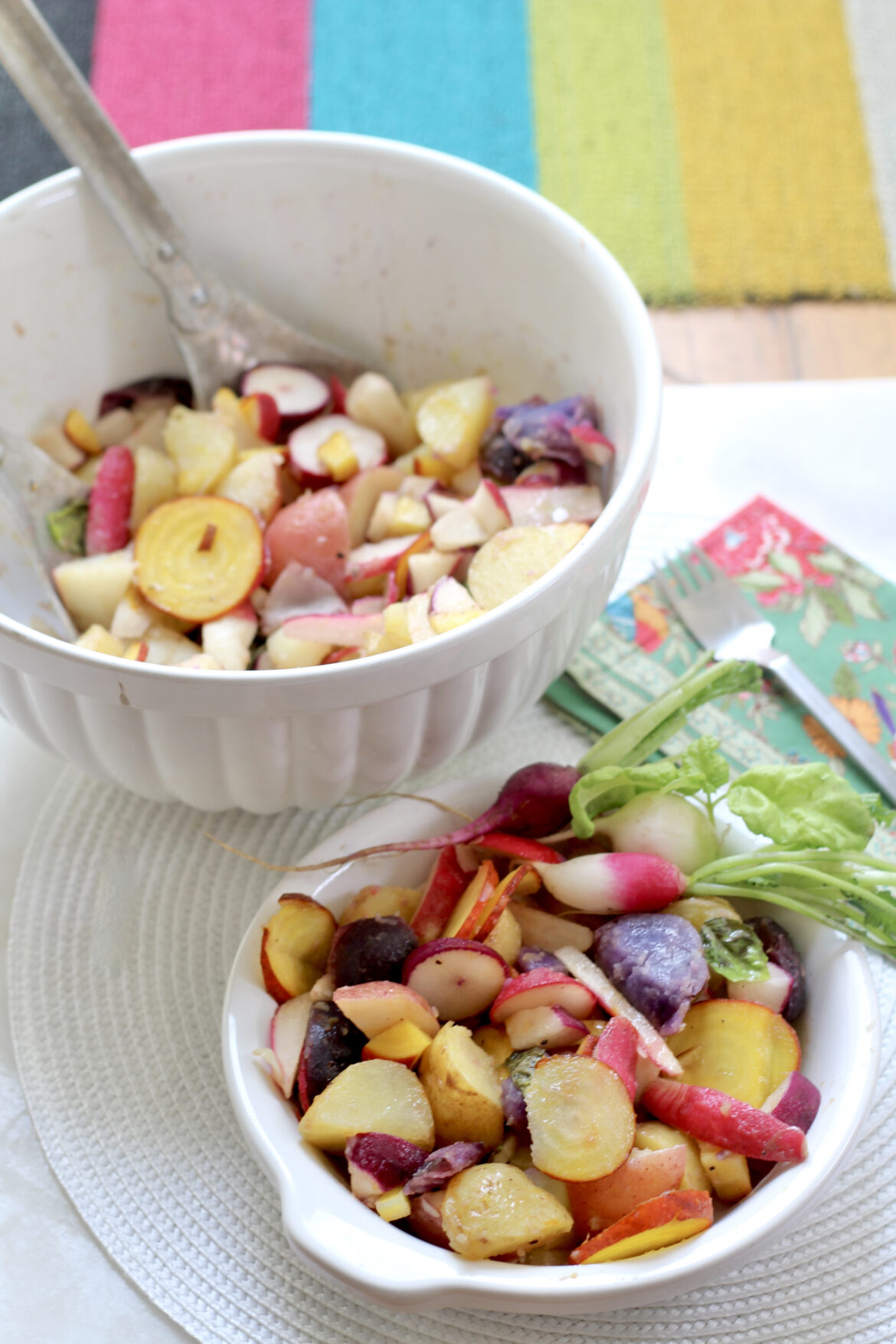 Rainbow Radish Beet Potato Salad