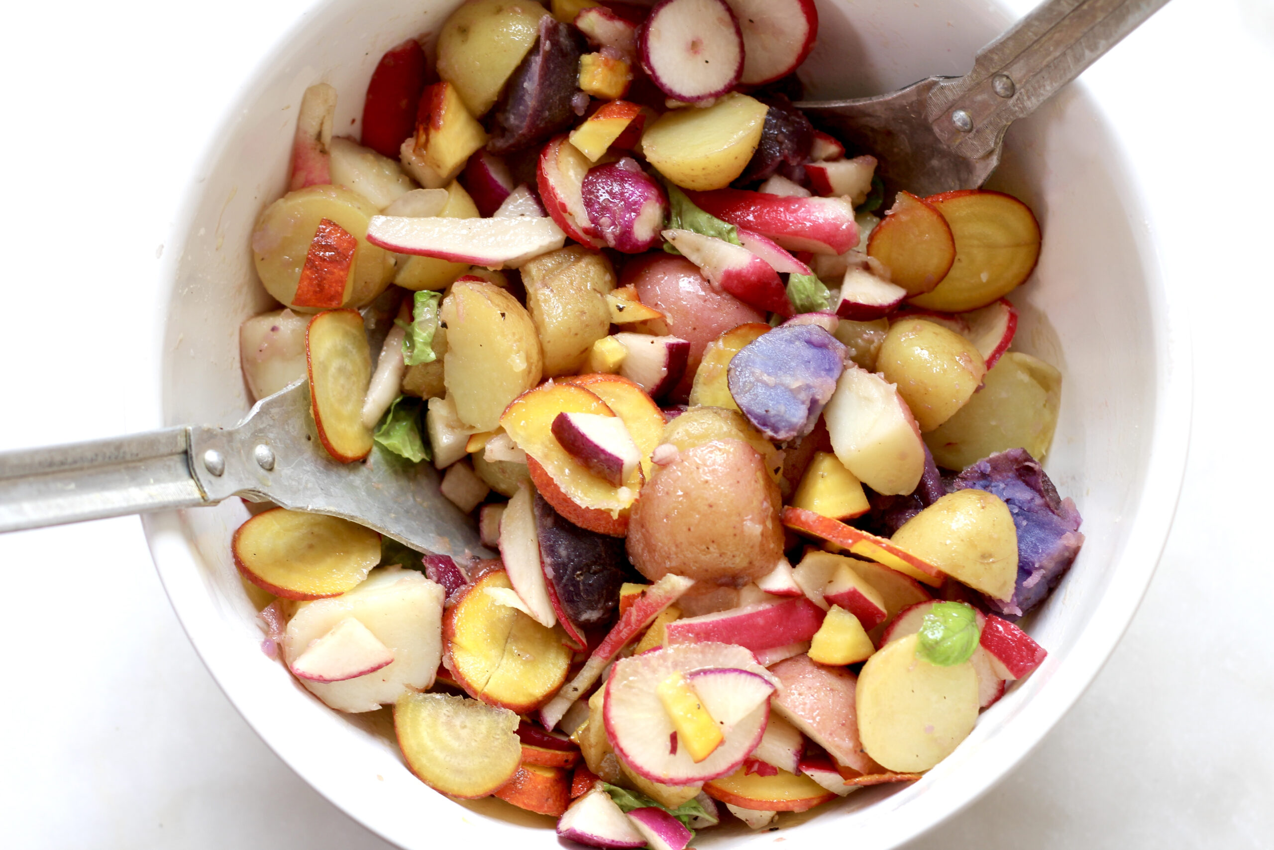 Rainbow Radish Beet Potato Salad