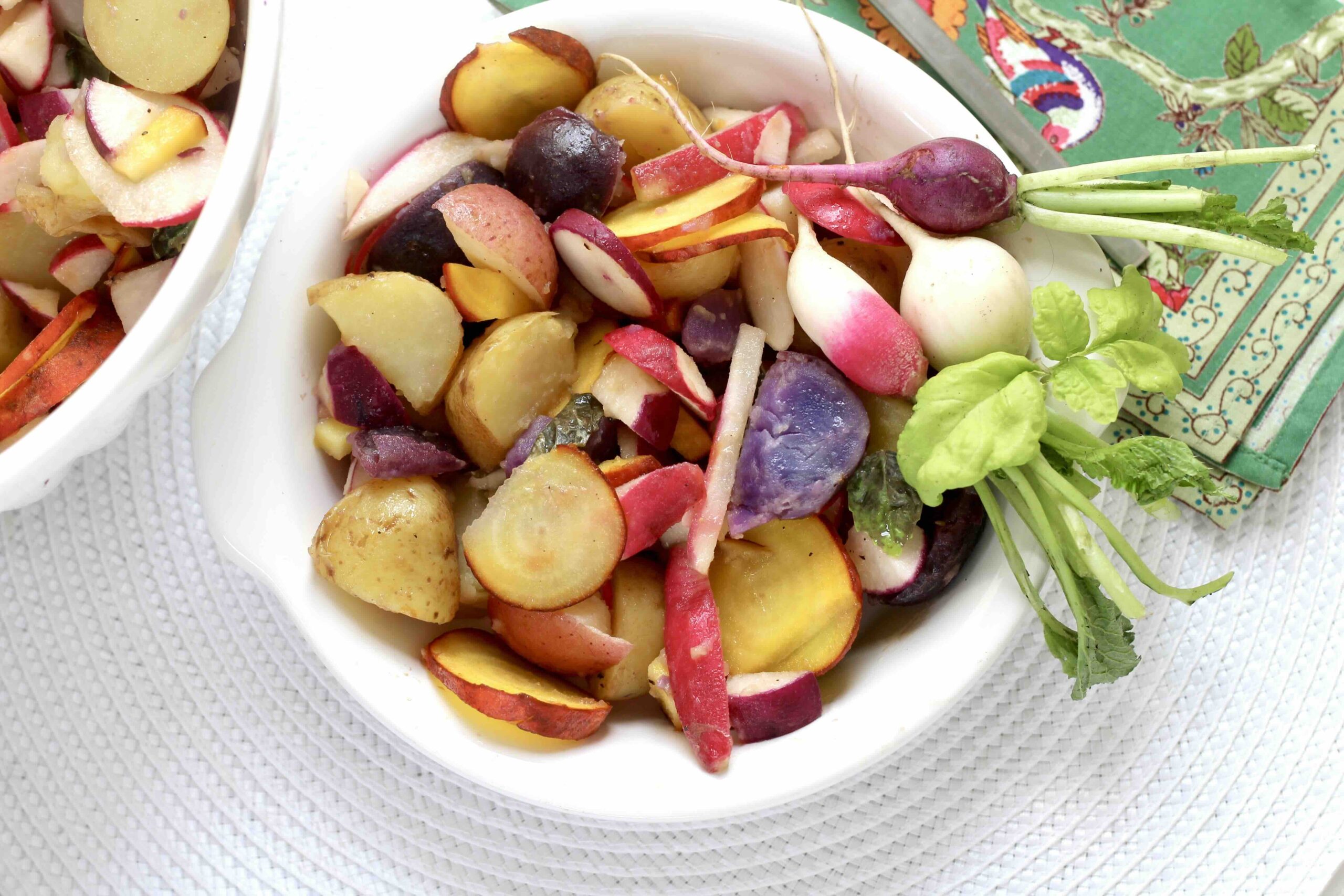 Rainbow Radish Beet Potato Salad