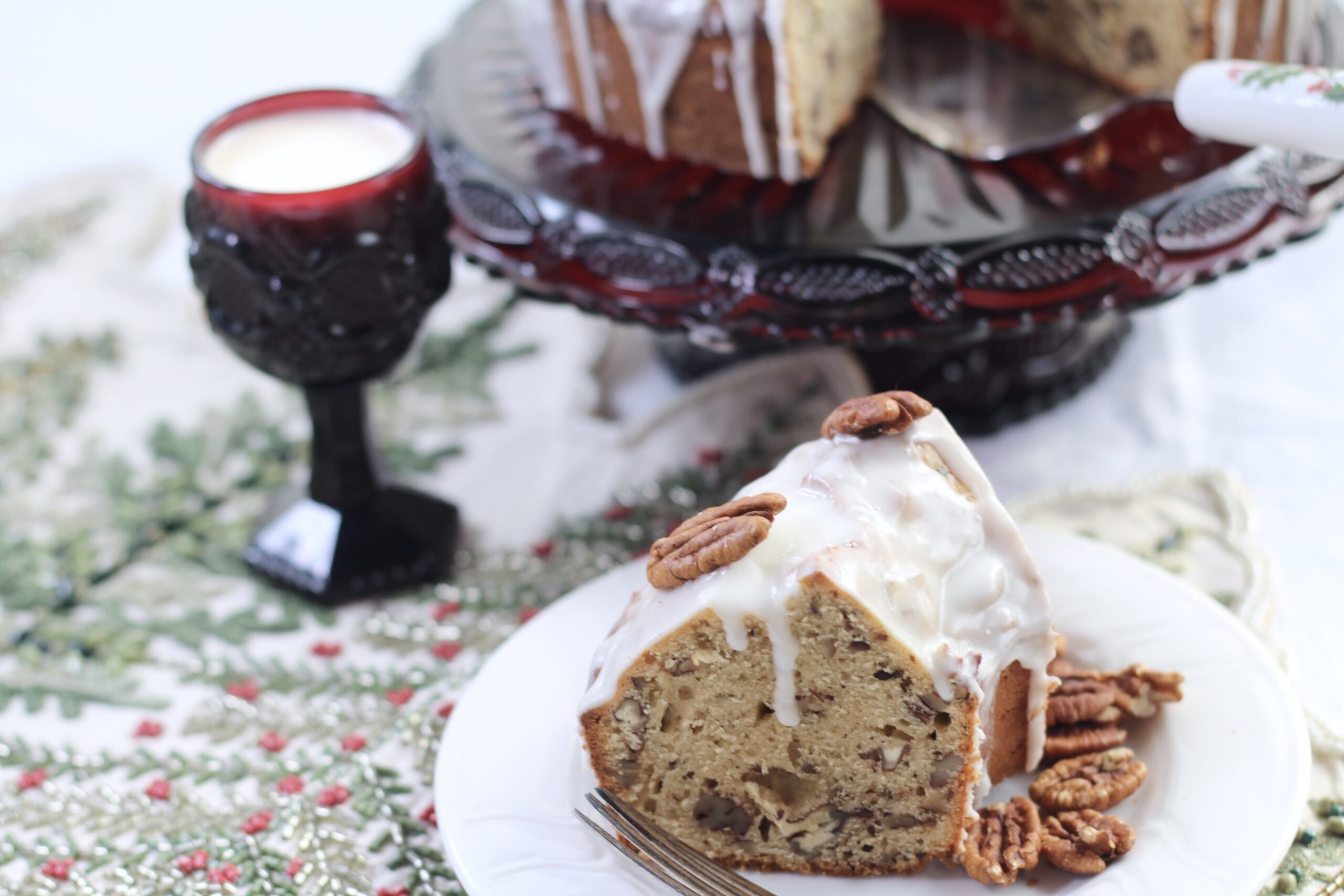 Pecan Egg Nog Bundt Cake