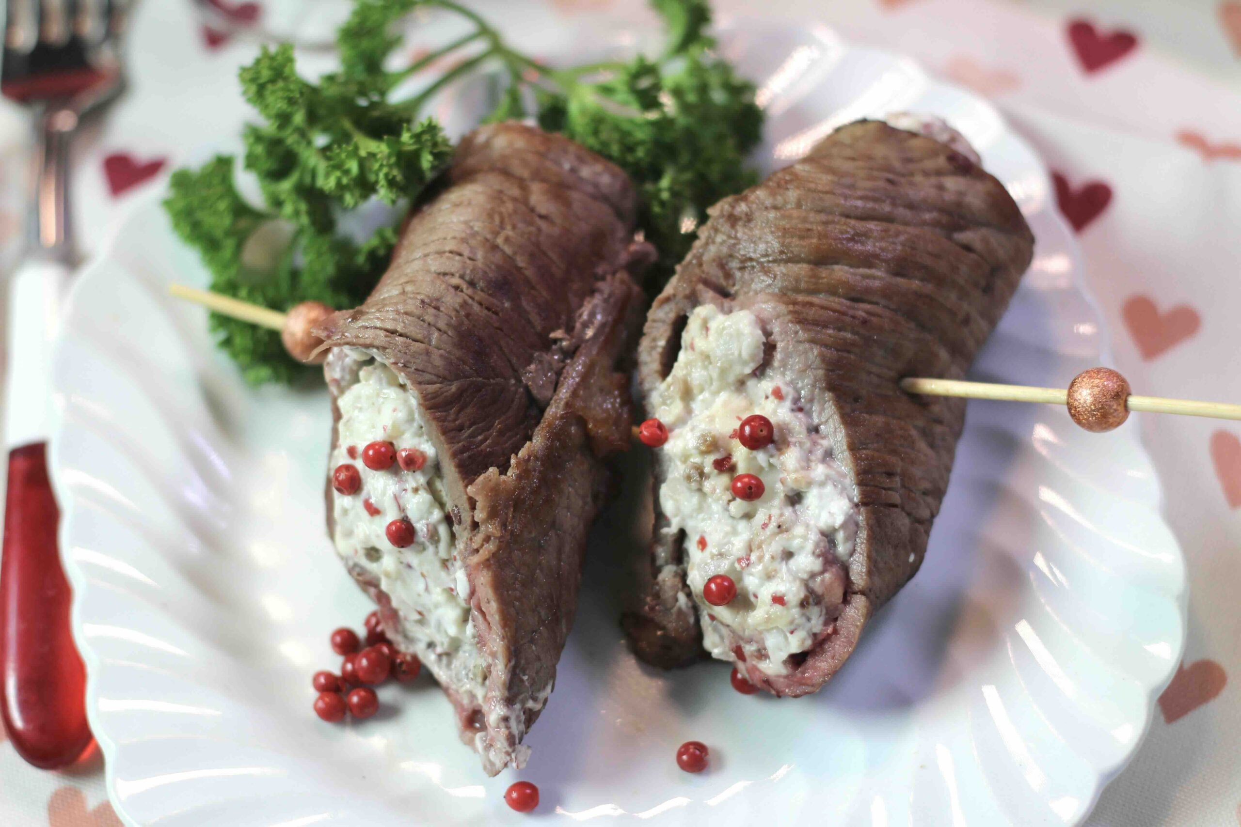 Pink Peppercorn Beef Roulade