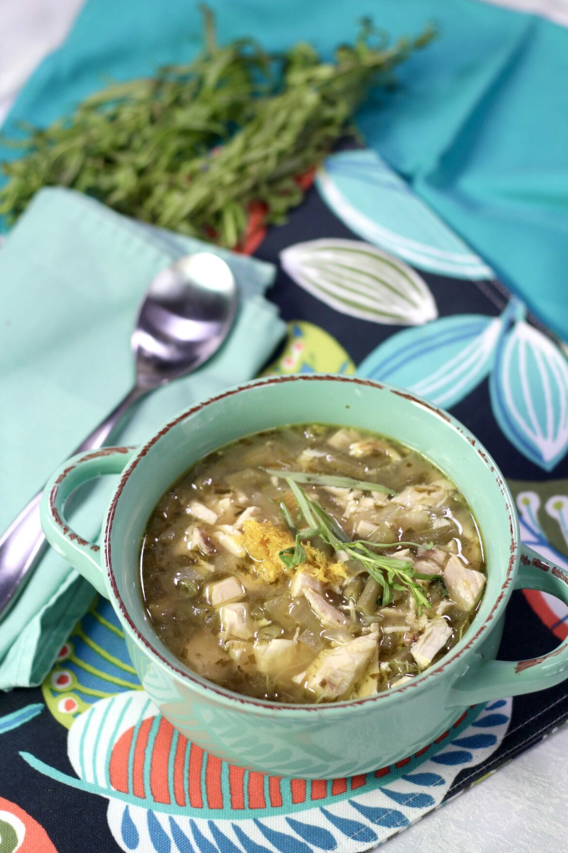 Lemon Tarragon Coconut Chicken Soup