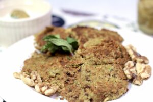 Walnut Feta Falafel Fritters