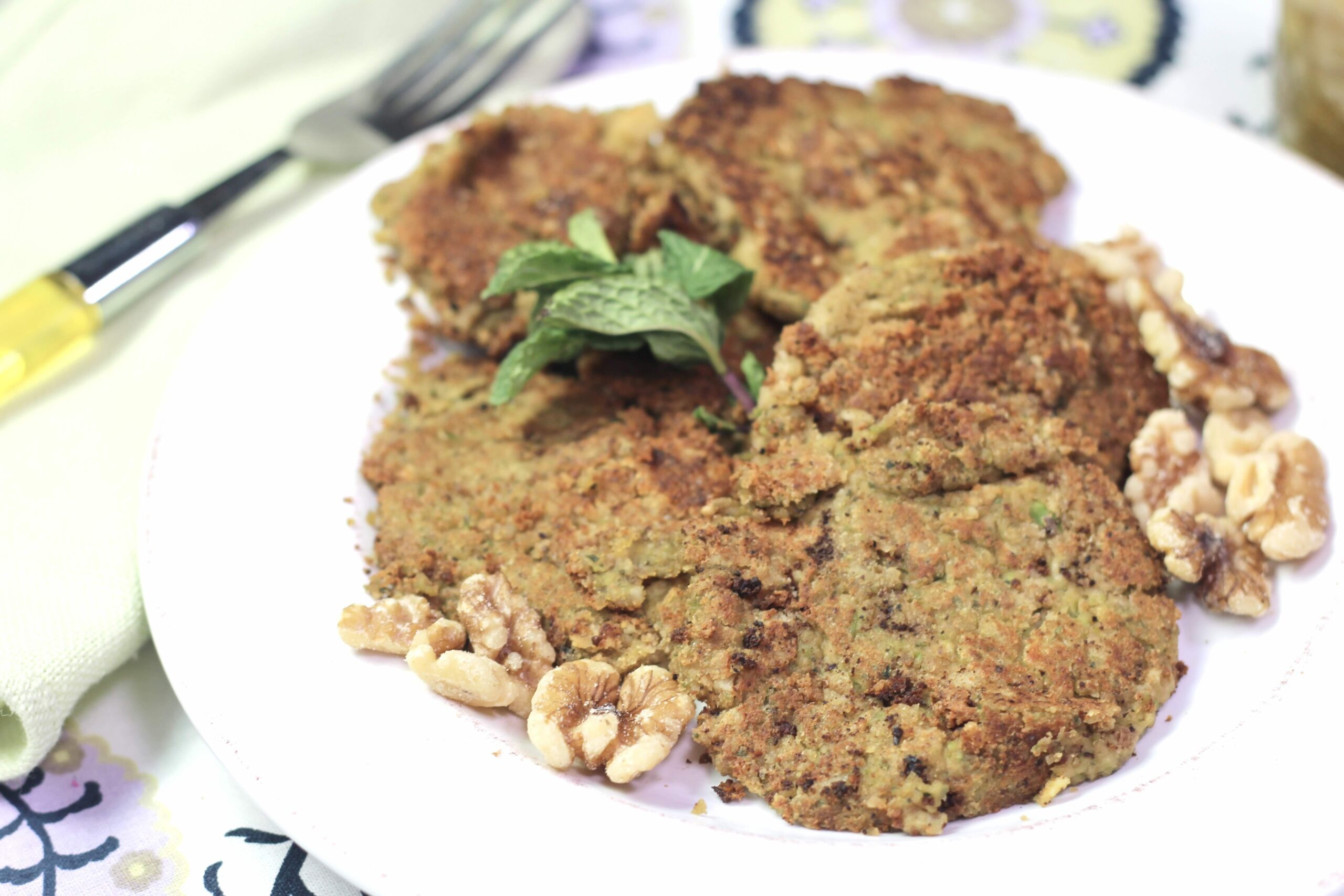 Walnut Feta Falafel Fritters