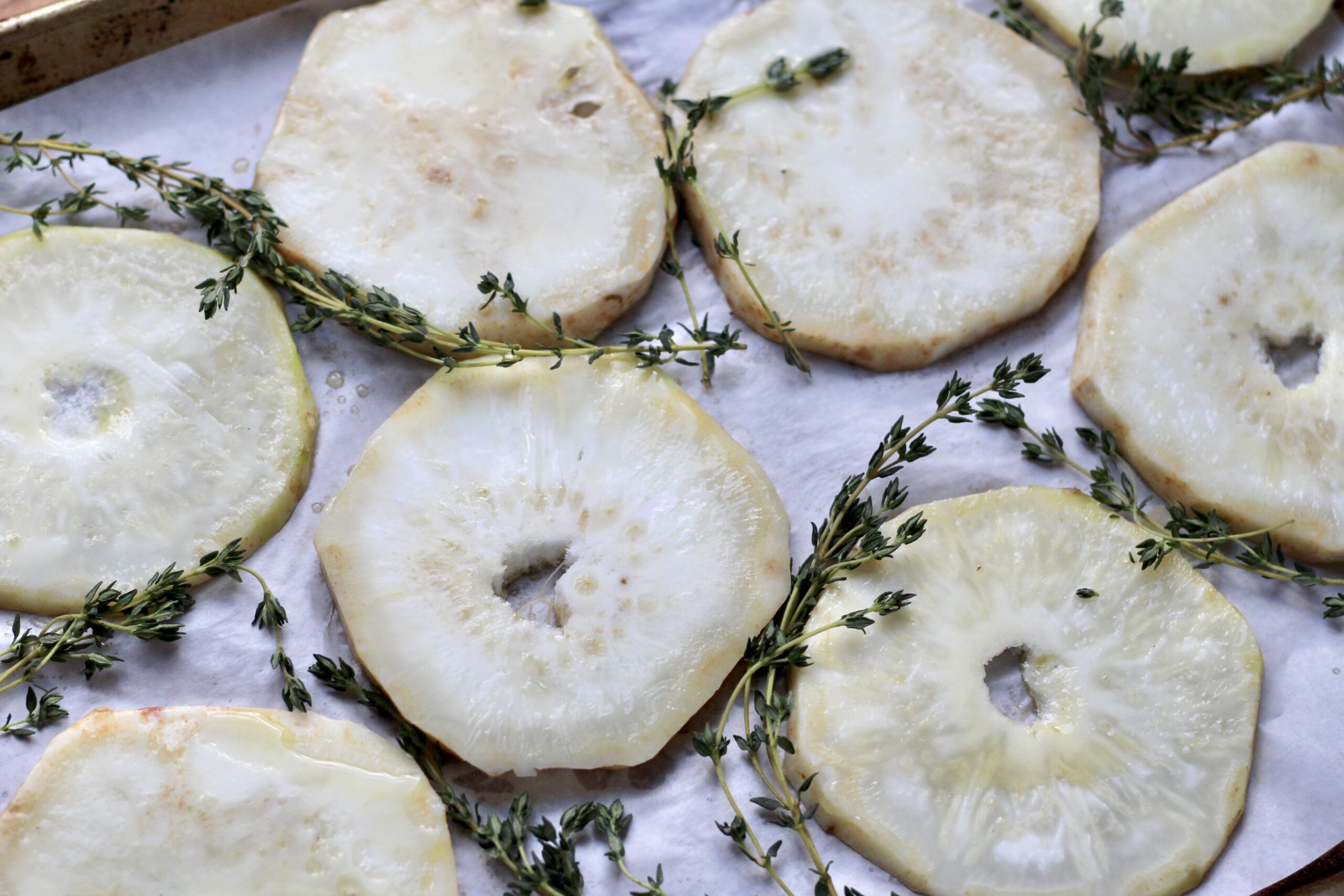 Celery root slices