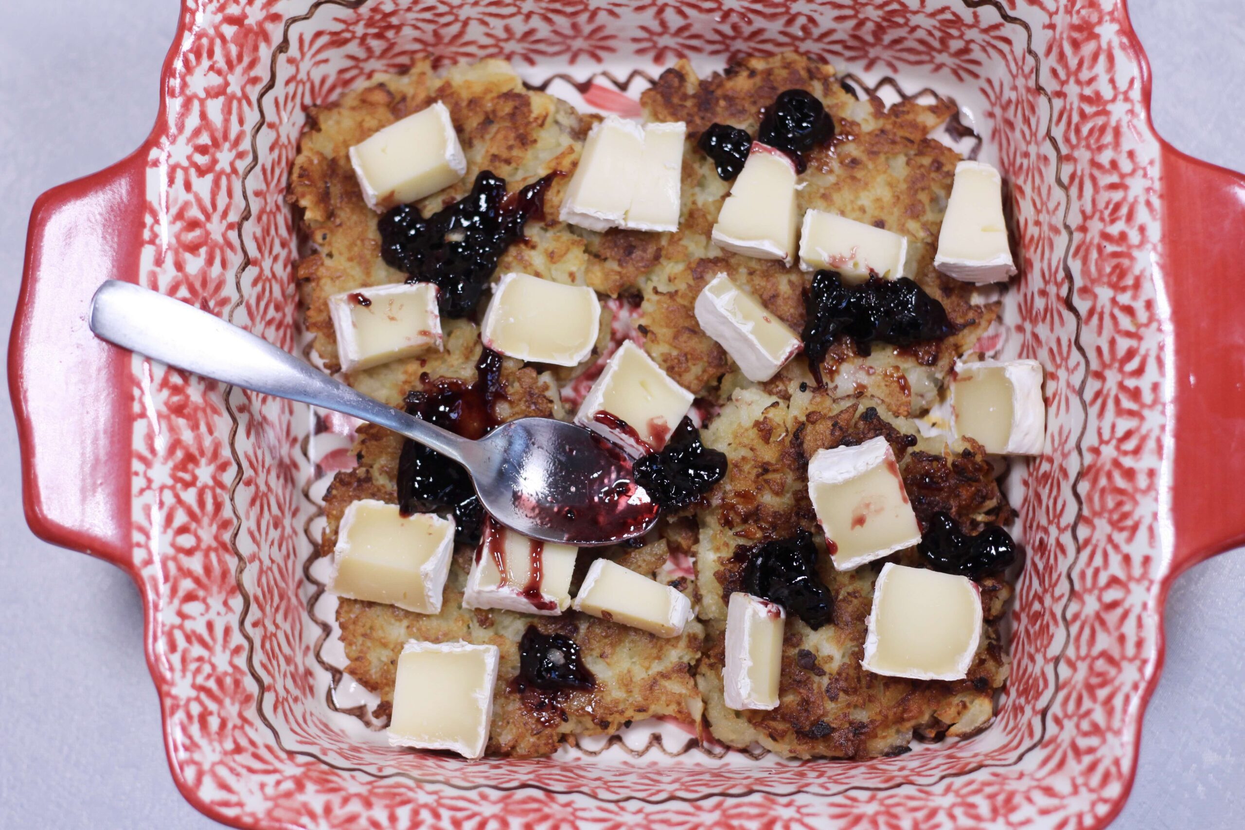 Jammy Potato Pancake Brie Bake