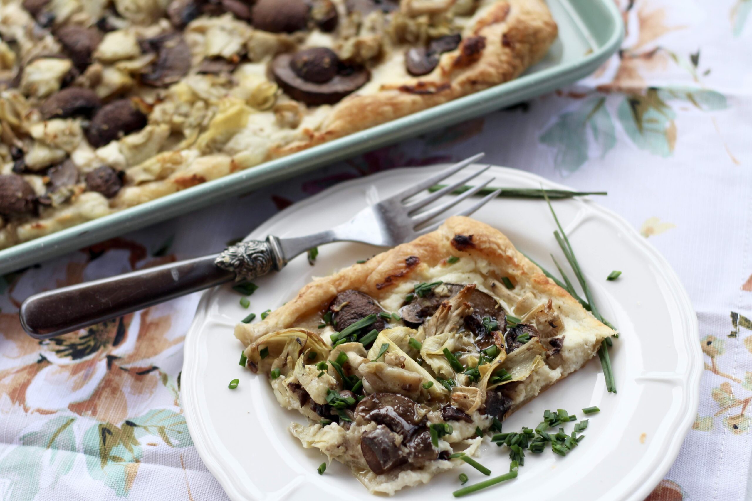 Mushroom Artichoke Feta Tart 