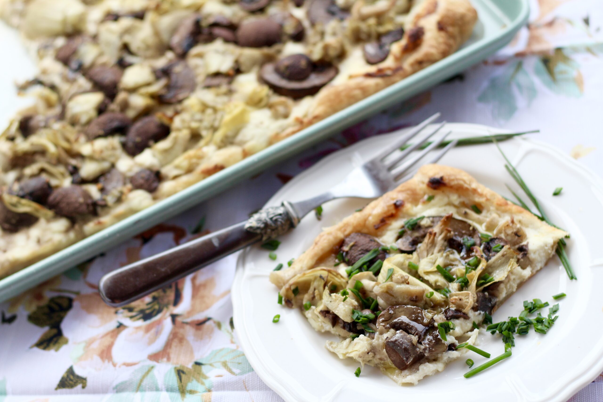 Mushroom Artichoke Feta Tart