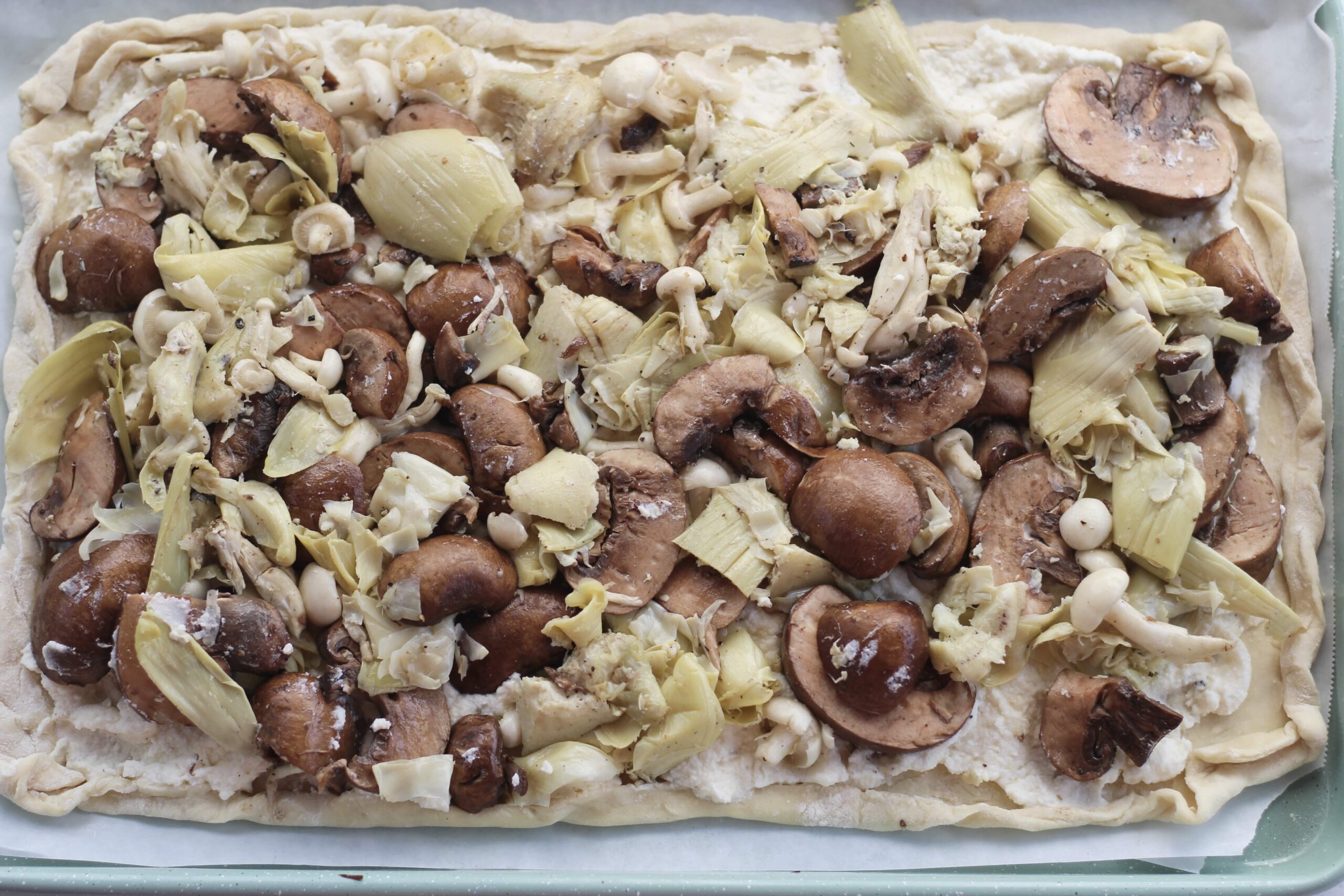 Mushroom Artichoke Feta Tart