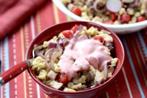 Chicken Spätzle Salad with Radish Vinaigrette