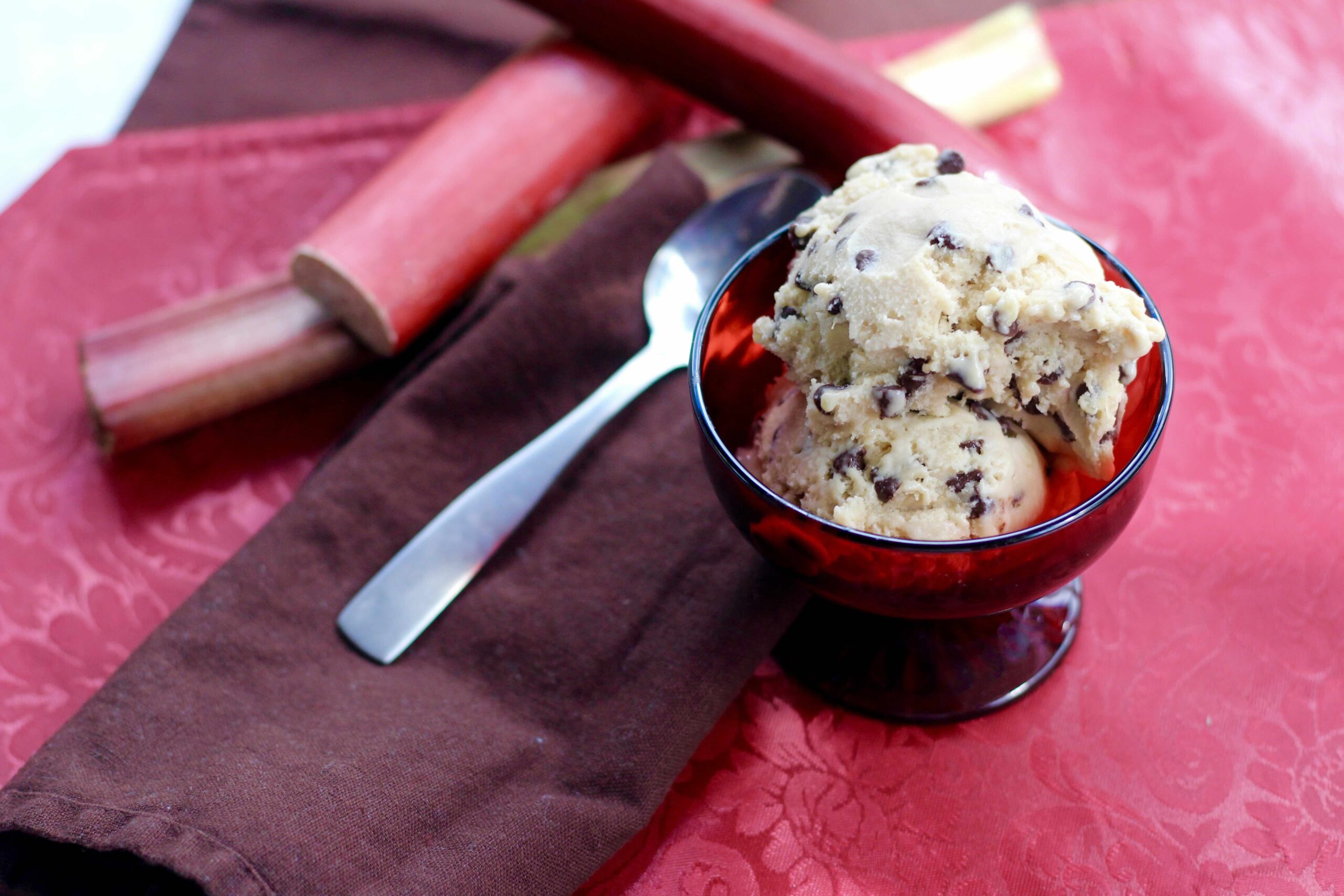 Rhubarb Chocolate Chip Ice Cream
