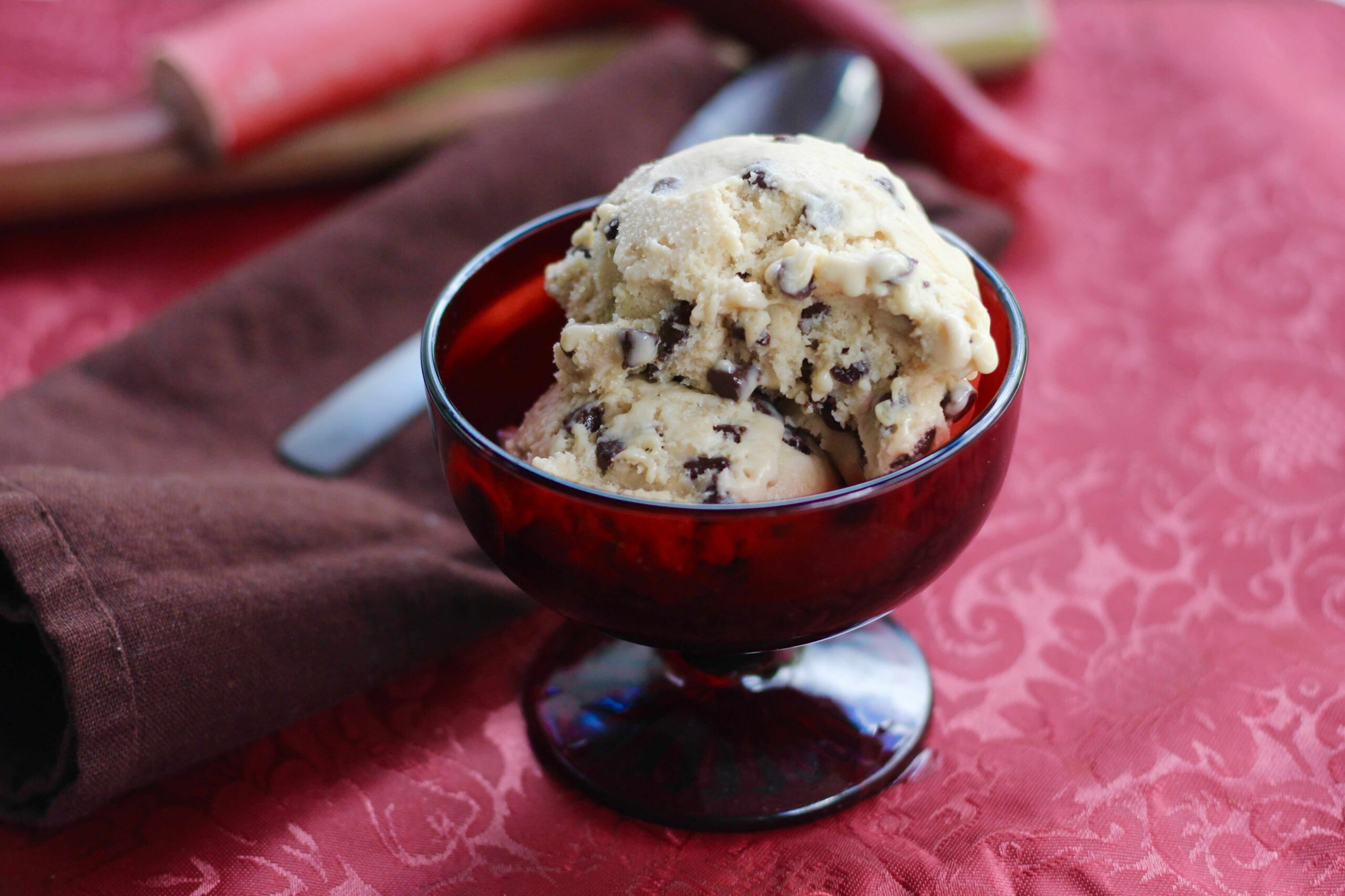 Rhubarb Chocolate Chip Ice Cream