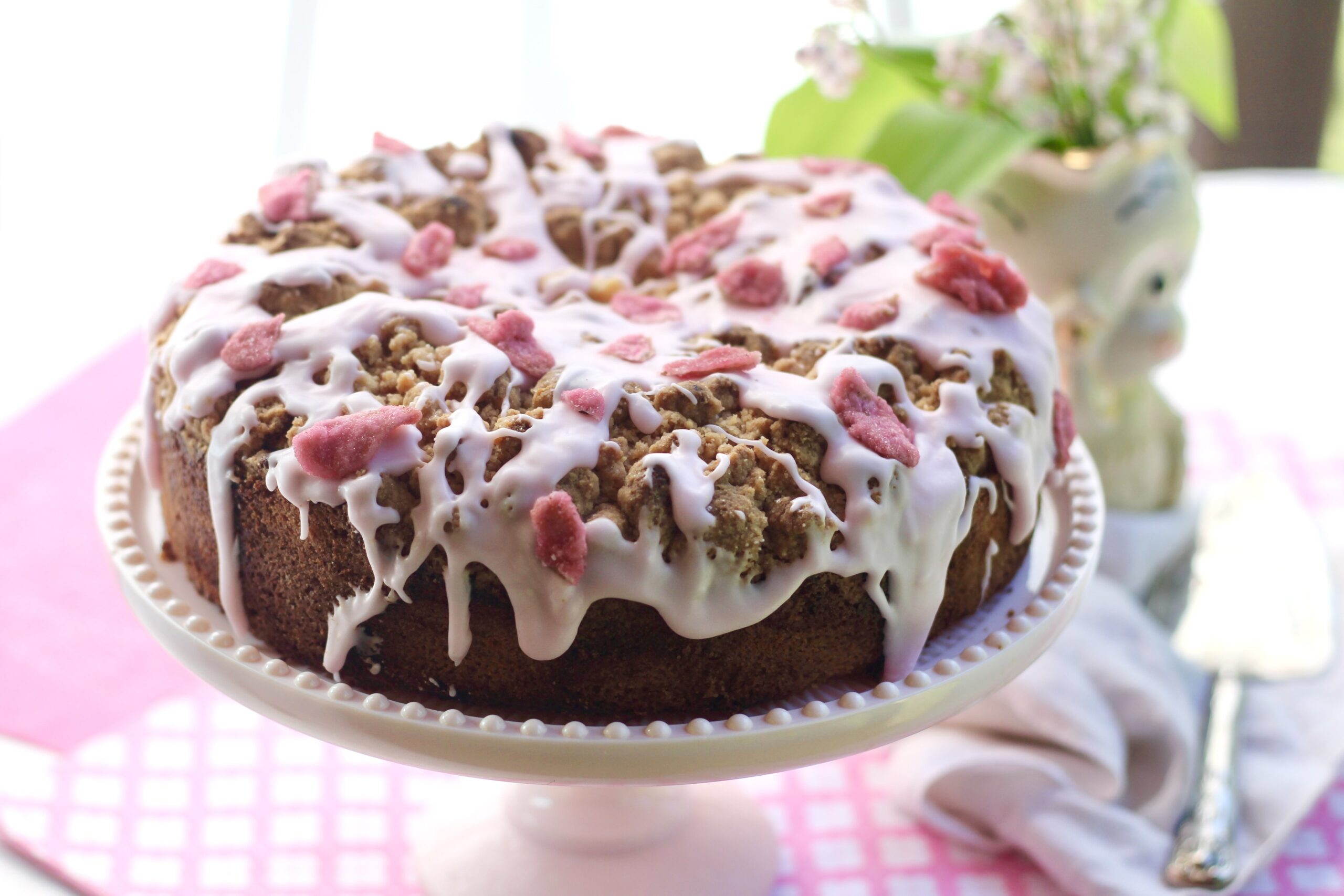 Rose Jam Streusel Cake