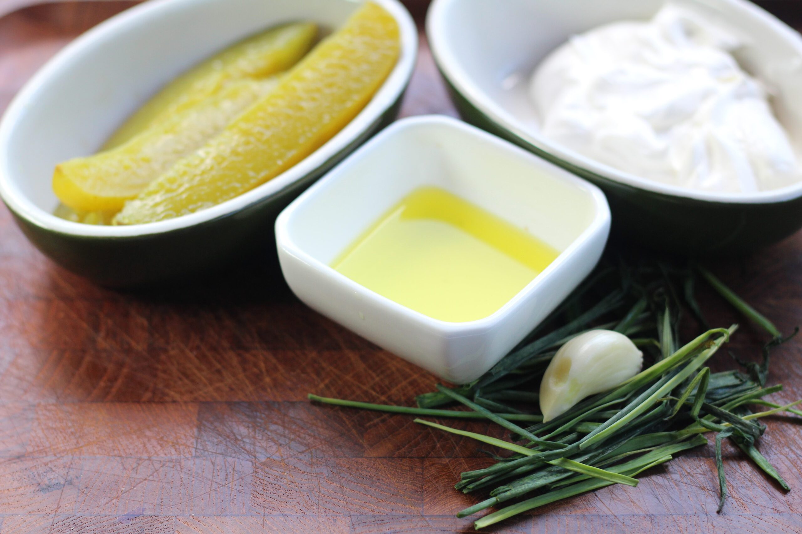 Pickles, Sour Cream, Chives Garlic clove