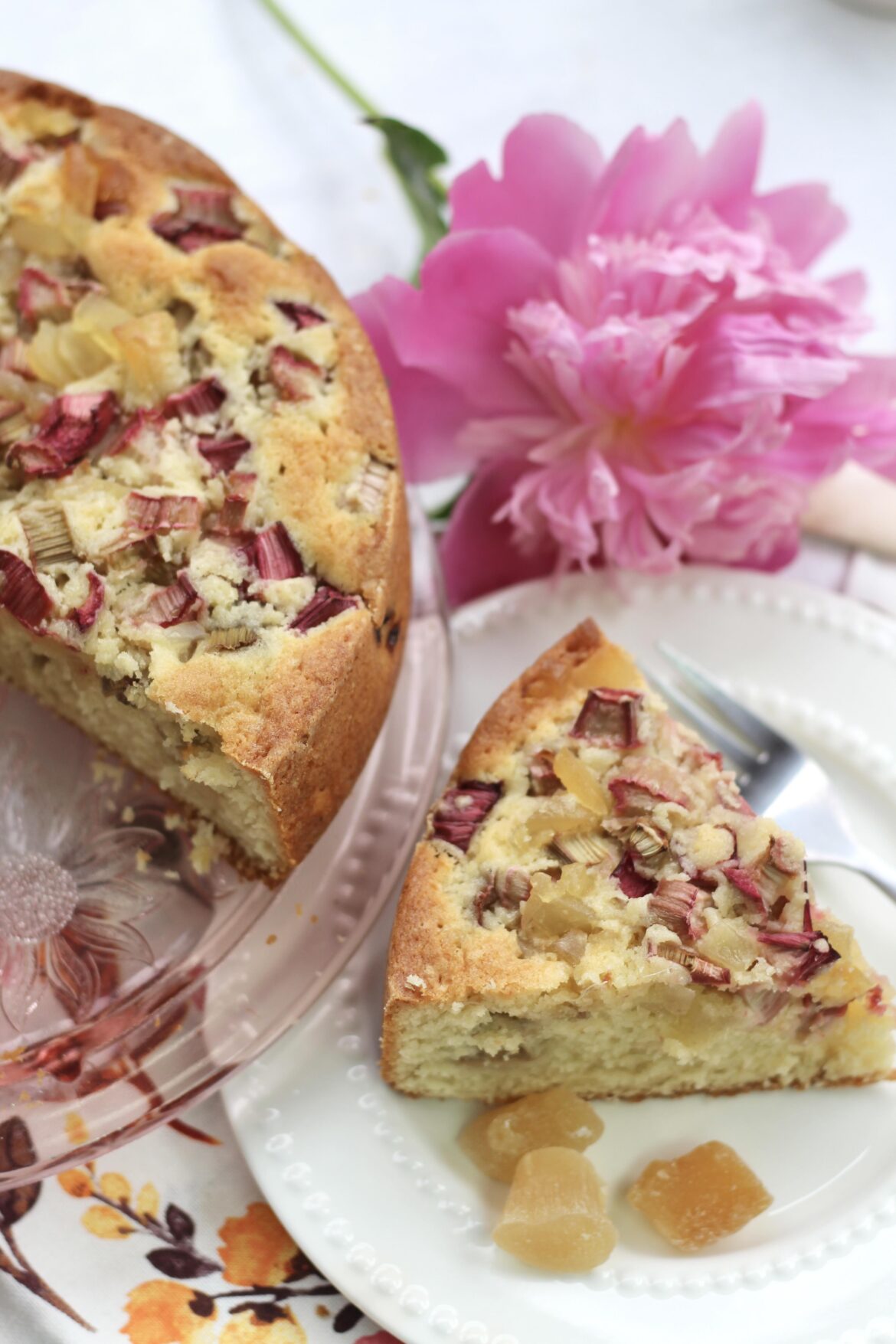 Rhubarb Ginger Yogurt Cake