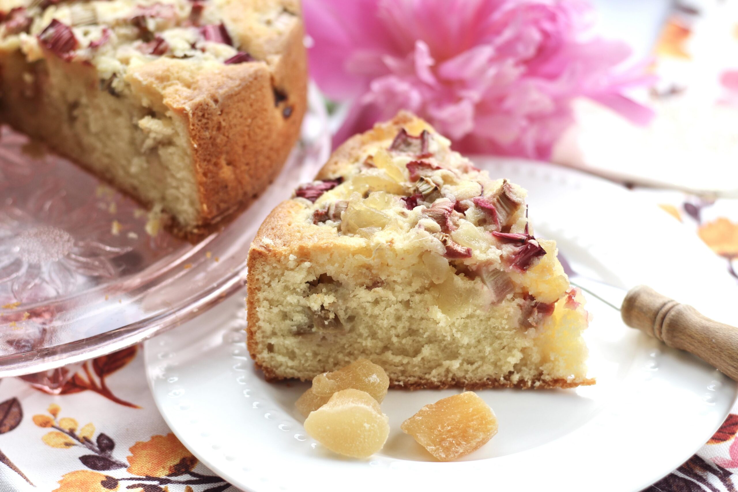 Rhubarb Ginger Yogurt Cake