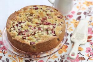 Rhubarb Ginger Yogurt Cake